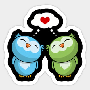 Cute Owls Siblings Best Friend Girlfriend Valentines Day Owl Sticker